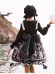 Lost Dreams Series JSK Bowknot Retro Printing Darkness Gothic Lolita Sling Dress