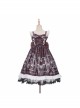 Lost Dreams Series JSK Bowknot Retro Printing Darkness Gothic Lolita Sling Dress