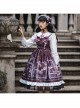 Lost Dreams Series JSK Bowknot Retro Printing Darkness Gothic Lolita Sling Dress