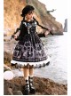 Lost Dreams Series JSK Bowknot Retro Printing Darkness Gothic Lolita Sling Dress
