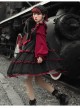 Silent Portrait Series JSK Red Bowknot Three-stage Hem Black Sweet Lolita Ruffle Sling Dress