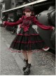 Silent Portrait Series JSK Red Bowknot Three-stage Hem Black Sweet Lolita Ruffle Sling Dress