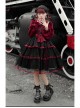 Silent Portrait Series JSK Red Bowknot Three-stage Hem Black Sweet Lolita Ruffle Sling Dress