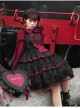 Silent Portrait Series JSK Red Bowknot Three-stage Hem Black Sweet Lolita Ruffle Sling Dress