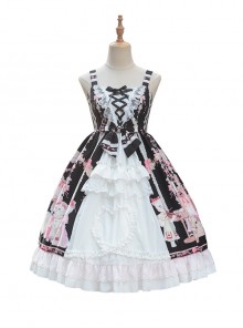 Cats Tea Party Series JSK Cute Cat Printing Sweet Lolita Sling Dress