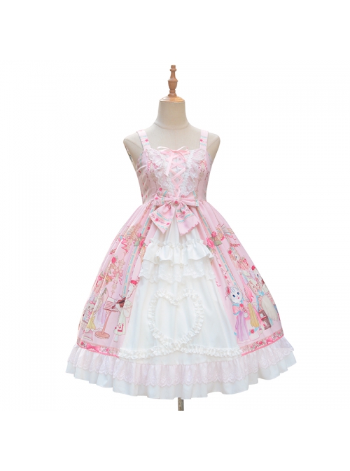 Cats Tea Party Series JSK Cute Cat Printing Sweet Lolita Sling Dress