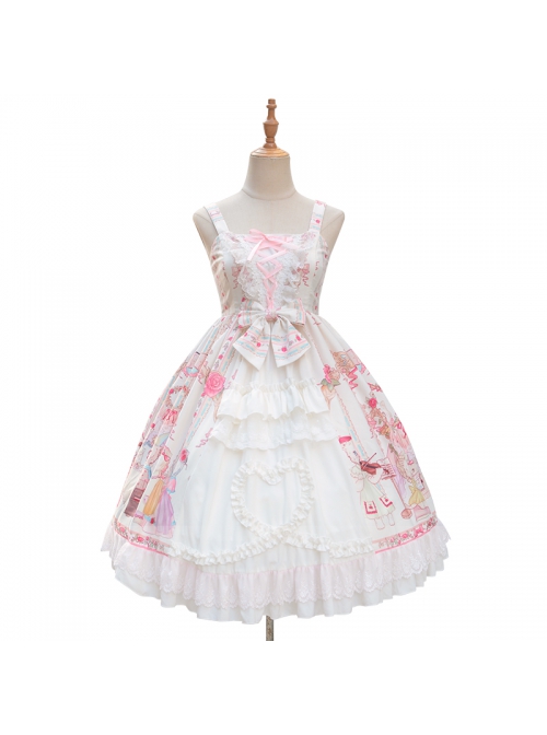 Cats Tea Party Series JSK Cute Cat Printing Sweet Lolita Sling Dress