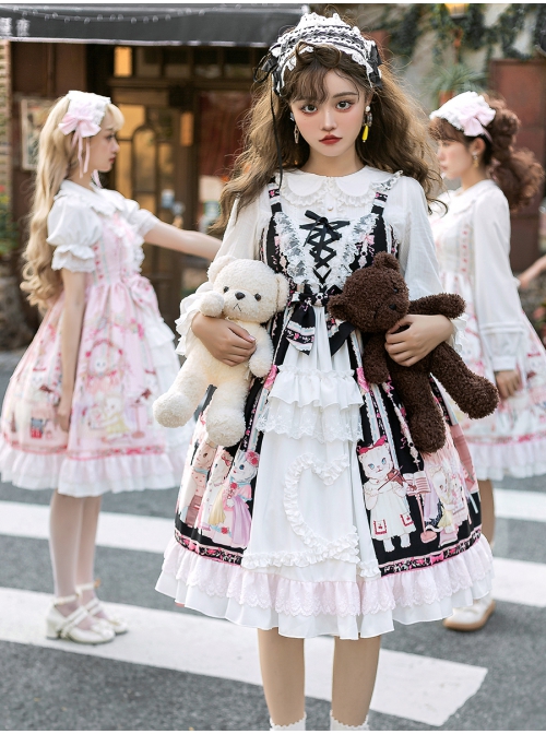 Cats Tea Party Series JSK Cute Cat Printing Sweet Lolita Sling Dress