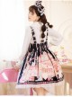 Cats Tea Party Series SK Bowknot Cute Printing Sweet Lolita Back Straps Skirt