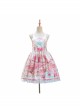 Cats Tea Party Series SK Bowknot Cute Printing Sweet Lolita Back Straps Skirt