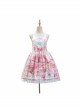 Cats Tea Party Series SK Bowknot Cute Printing Sweet Lolita Back Straps Skirt