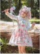 Cats Tea Party Series SK Bowknot Cute Printing Sweet Lolita Back Straps Skirt