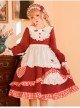 Strawberry Bear Series OP Embroidery Doll Collar Ruffle Hem Sweet Lolita Long Sleeve Dress