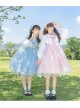 Starlet Island Series OP Navy Collar Star Lace Hem Sweet Lolita Long Sleeve Dress