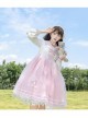 Starlet Island Series OP Navy Collar Star Lace Hem Sweet Lolita Long Sleeve Dress