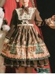 Christmas Story Series OP Christmas Printing Sweet Lolita Winter Brown Long Sleeve Dress