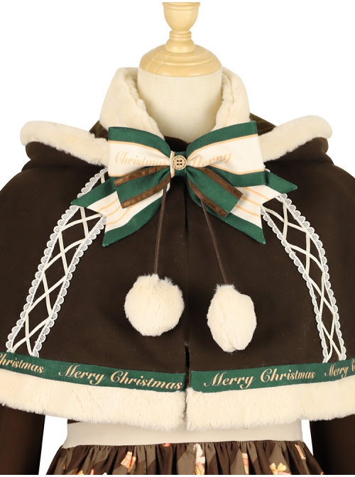 Christmas Story Series Warm Short Plush Sweet Lolita Winter Hooded Cloak