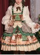 Christmas Story Series JSK Bowknot Christmas Printing Sweet Lolita Green Back Straps Dress Set