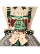 Christmas Story Series JSK Bowknot Christmas Printing Sweet Lolita Green Back Straps Dress Set