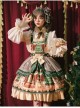 Christmas Story Series JSK Bowknot Christmas Printing Sweet Lolita Green Back Straps Dress Set