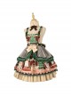 Christmas Story Series JSK Bowknot Christmas Printing Sweet Lolita Green Back Straps Dress Set