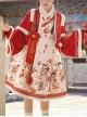 Chinese New Year Style Cute Tigers Printing JSK Sweet Lolita Winter Red Sleeveless Dress Short Coat Set