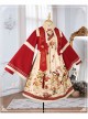 Chinese New Year Style Cute Tigers Printing JSK Sweet Lolita Winter Red Sleeveless Dress Short Coat Set