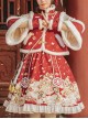 Cute Tigers Printing SK Chinese New Year Style Sweet Lolita Winter Red Skirt Top Vest Full Set