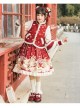 Cute Tigers Printing SK Chinese New Year Style Sweet Lolita Winter Red Skirt Top Vest Full Set