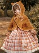 Mushroom Raccoon Series Winter Warm Sweet Lolita Brown Short Plush Hooded Cloak