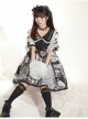 Little Tengu Series OP Doll Collar Printing Black Cute Gothic Lolita Short Sleeve Dress