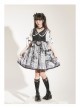 Little Tengu Series OP Doll Collar Printing Black Cute Gothic Lolita Short Sleeve Dress