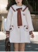 Bear Park Series Autumn Winter Retro College Style School Lolita Beige Mid-length Woolen Coat