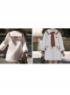 Bear Park Series Autumn Winter Retro College Style School Lolita Beige Mid-length Woolen Coat