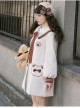 Bear Park Series Autumn Winter Retro College Style School Lolita Beige Mid-length Woolen Coat