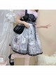Little Tengu Series JSK Black Printing Tulle Hem Black Cute Punk Street Gothic Lolita Sling Dress