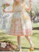 Afternoon Sweet Tea Series JSK Wave Dot Tulle Hem Cute Printing Sweet Lolita Yellow Sling Dress Short Sleeve Shirt Set
