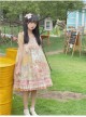 Afternoon Sweet Tea Series JSK Wave Dot Tulle Hem Cute Printing Sweet Lolita Yellow Sling Dress Short Sleeve Shirt Set