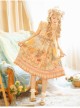 Afternoon Sweet Tea Series JSK Wave Dot Tulle Hem Cute Printing Sweet Lolita Yellow Sling Dress Short Sleeve Shirt Set