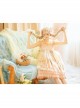 Afternoon Sweet Tea Series JSK Wave Dot Tulle Hem Cute Printing Sweet Lolita Yellow Sling Dress Short Sleeve Shirt Set