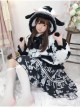 Black Face Sheep Series Bowknot Black White Plush Cute Sweet Lolita Short Hooded Coat