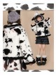 Black Face Sheep Series Bowknot Black White Plush Cute Sweet Lolita Short Hooded Coat