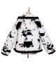 Black Face Sheep Series Bowknot Black White Plush Cute Sweet Lolita Short Hooded Coat