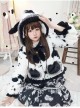 Black Face Sheep Series Bowknot Black White Plush Cute Sweet Lolita Short Hooded Coat