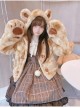 Brown Bear Plush Cute Sweet Lolita Bear Ears Hooded Winter Thicken Short Coat