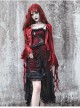 Night Visit Vampire Series Gothic Black Red Drawstring Christmas Lace Darkness Sling Dress With Hand Sleeves