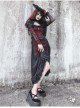 Night Visit Vampire Series Gothic Black Red Drawstring Christmas Lace Darkness Sling Dress With Hand Sleeves