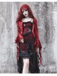 Night Visit Vampire Series Pigeon Blood Red Lotus Leaf Sleeve Glossy V-neck Gothic Shirt Top