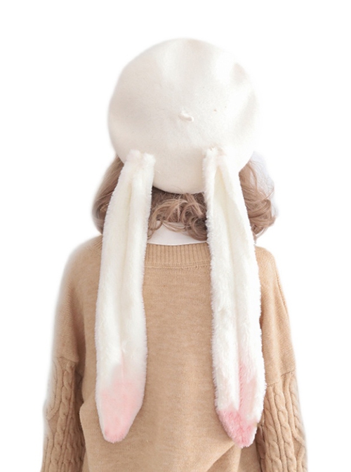 Autumn Winter Cute Lop-Eared Rabbit Sweet Lolita Milky White Long Ears Beret