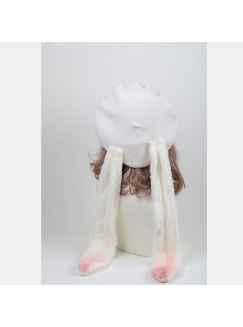 Autumn Winter Cute Lop-Eared Rabbit Sweet Lolita Milky White Long Ears Beret